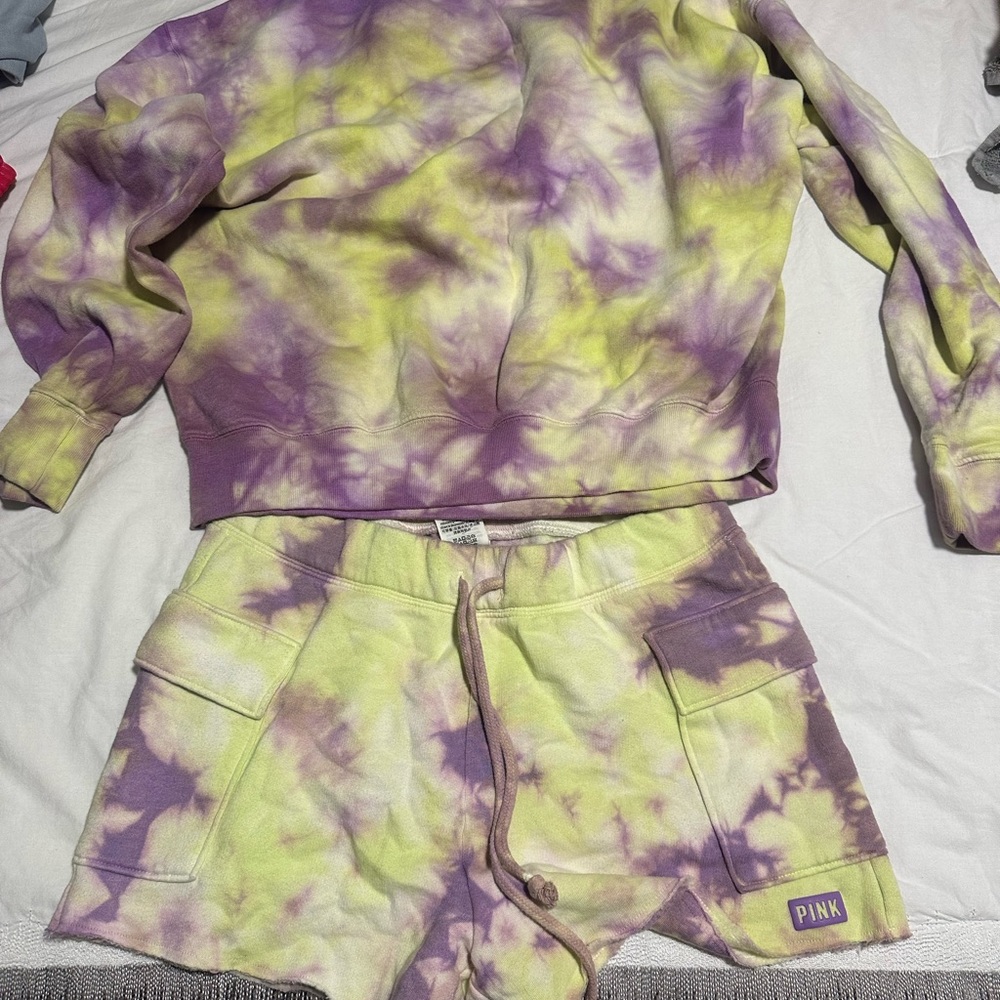 PINK tie dye short set